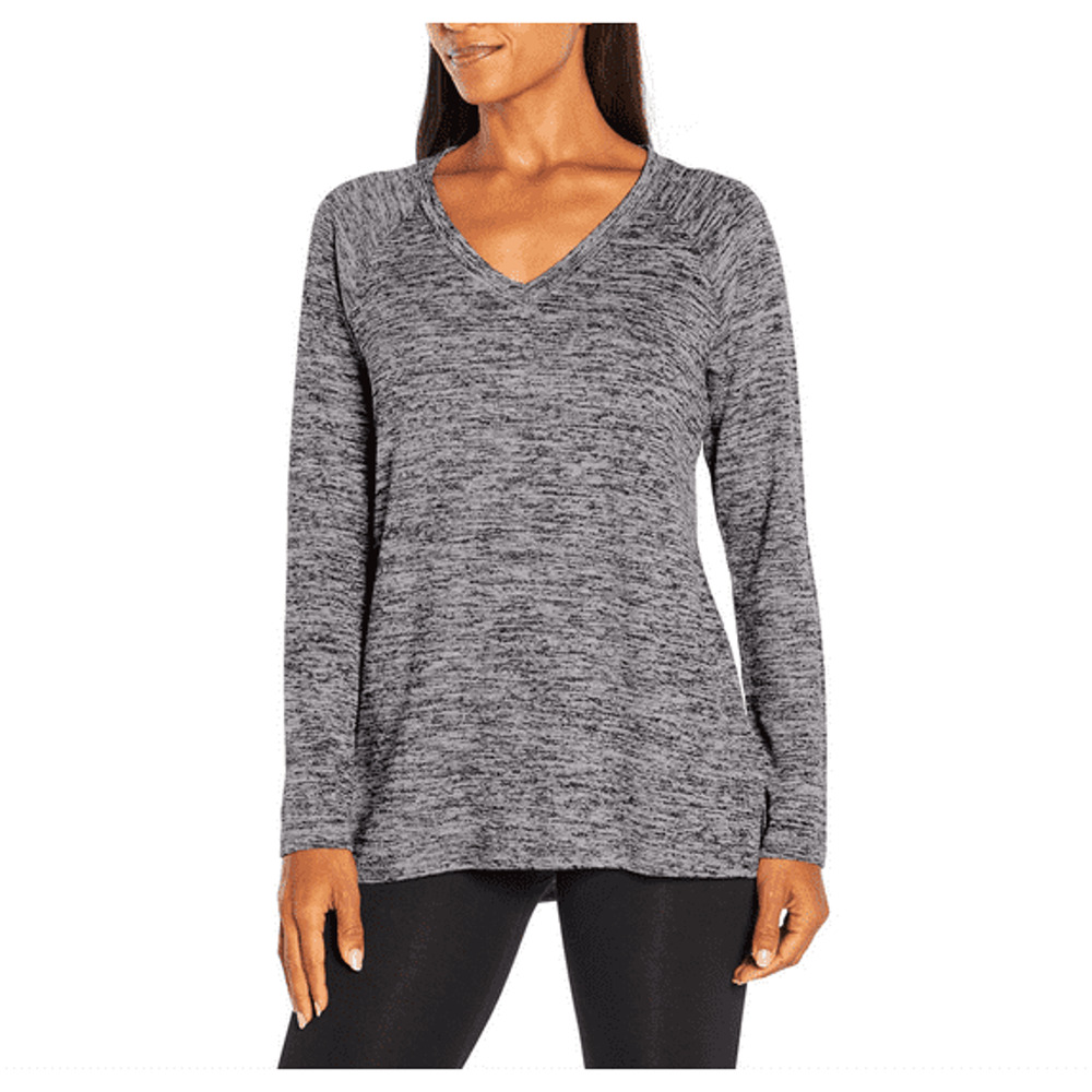 Banana Republic Top Women's XXL Gray Spacedye Long Sleeve V-Neck